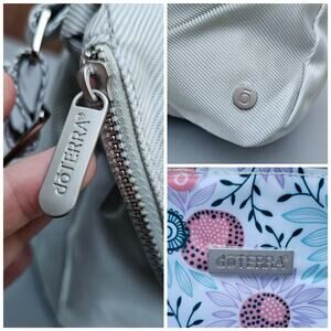 Doterra Crossbody Bag Organizer Storage Silver Grey Purse Floral Lining NWOT